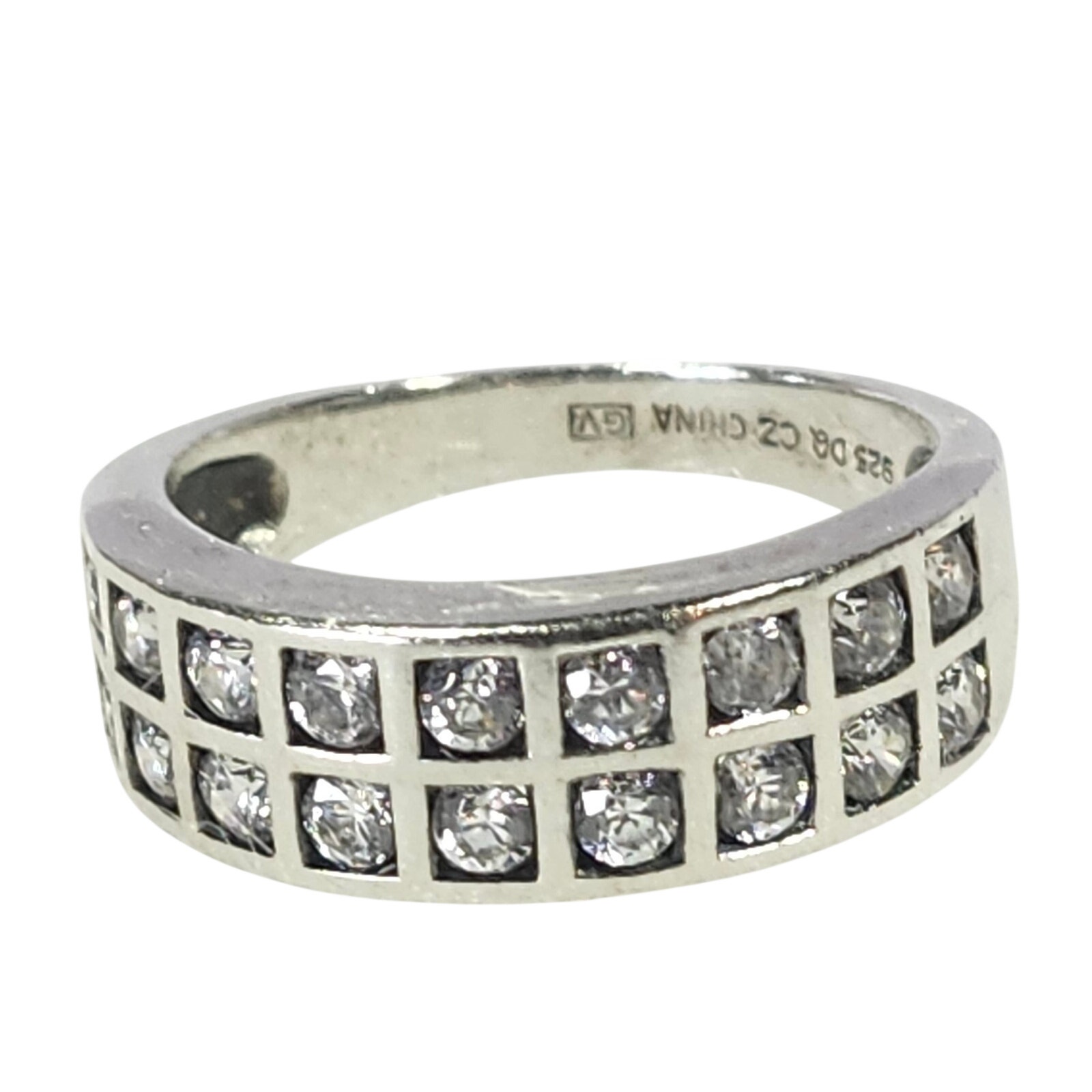 Vintage Diamonique Dq Sterling Silver 925 Cz Eternity Band Ring Size 9